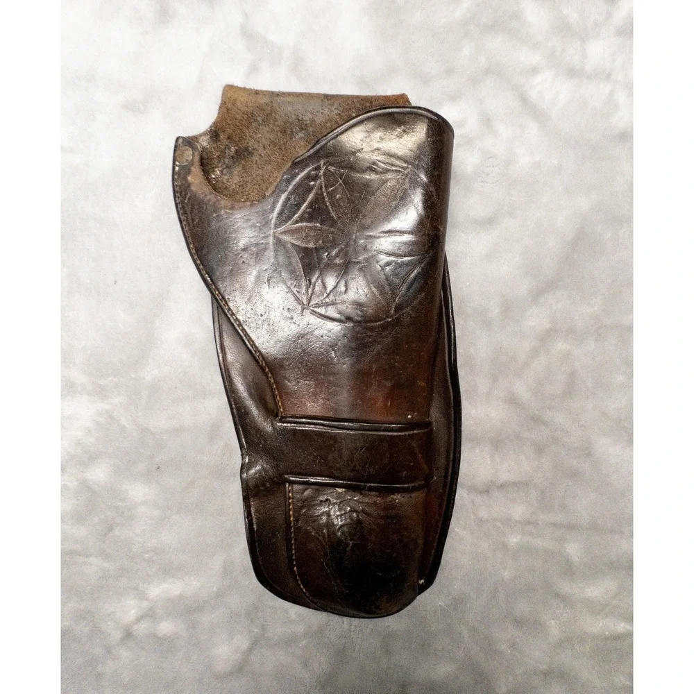 Vtg Handmade Brown Leather Holster 6.5